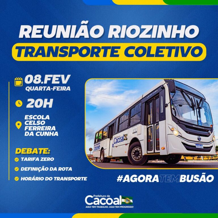 Prefeitura convida população de Riozinho a participar de sessão plenária na qual vereadores irão debater projeto do Executivo que institui Tarifa Zero