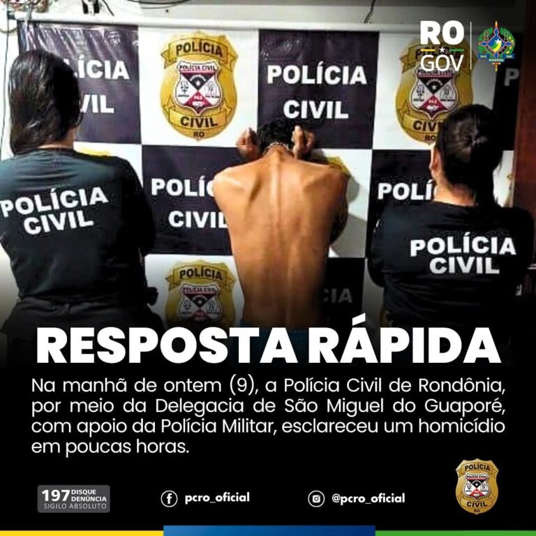 Polícia Civil esclarece homicídio ocorrido em cidade de RO