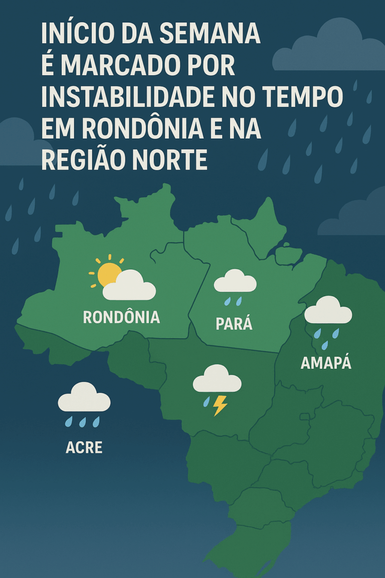 Início da semana é marcado por instabilidade no tempo em Rondônia e na Região Norte