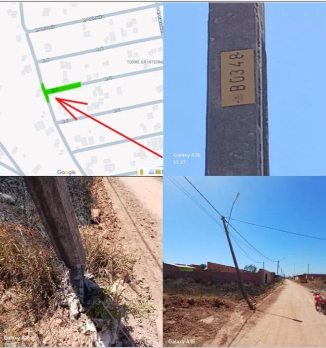 Vereador Gedeão Negreiros solicita reinstalação de poste danificado no bairro Lagoa Azul