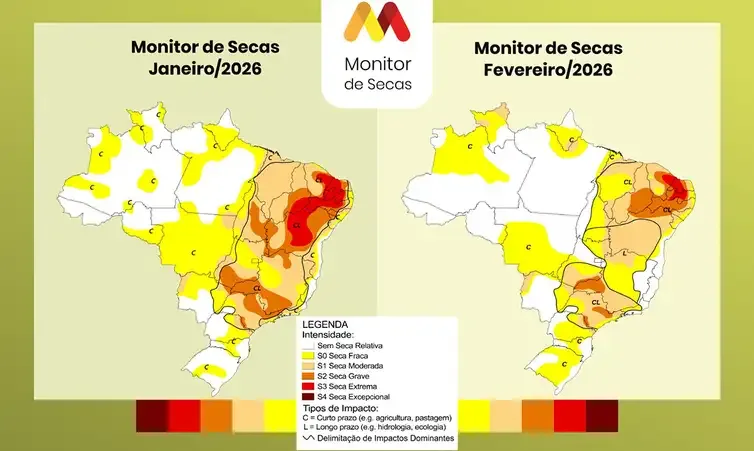 ANA/divulgação Brasília (DF), 20/03/2026 - Monitor de secas. Foto: ANA/Divulgação